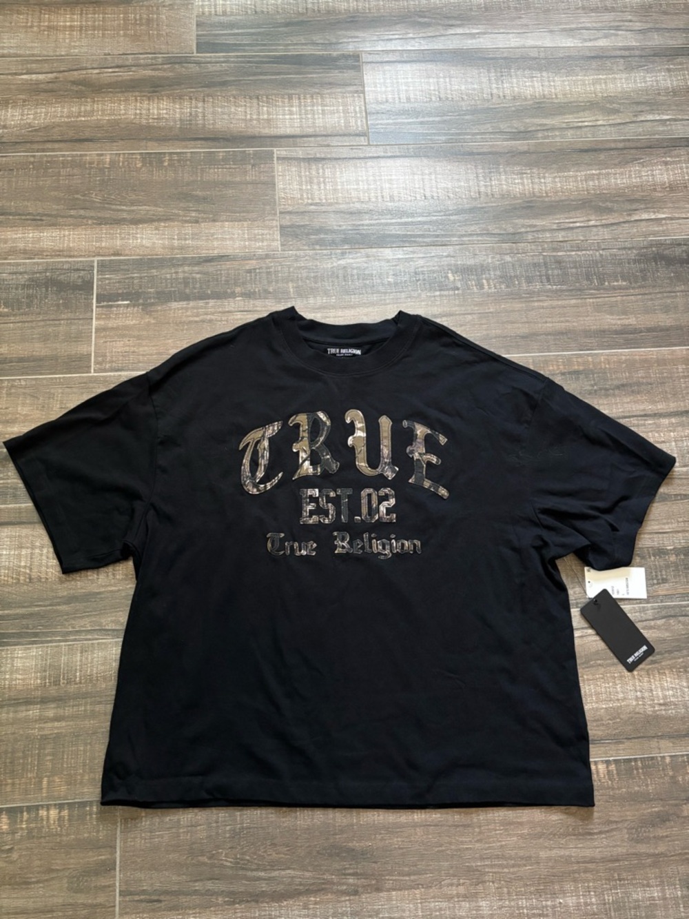 True Religion Camouflage Logo Cotton Oversized T-Shirt